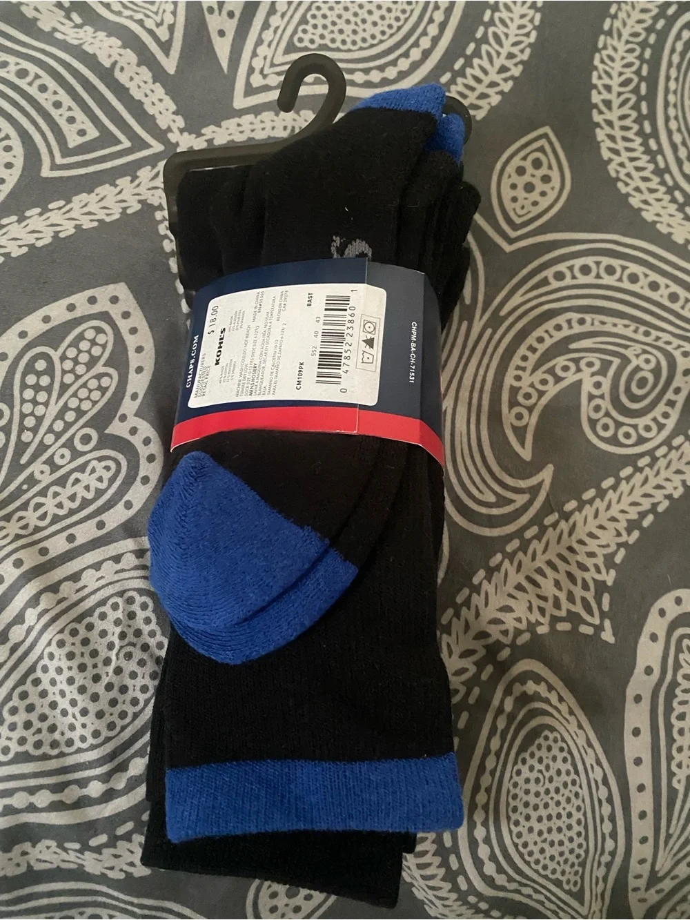 Chaps Men's Blue and Black Pima Cotton Blend Performance Casual Socks